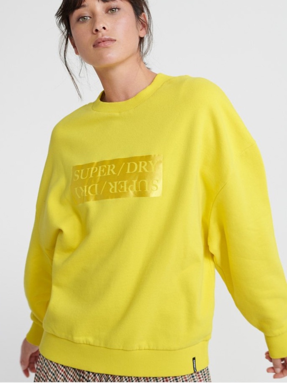 SUPERDRY Edit Slouchy Crew Neck lightweight Sweatshirt Neon Yellow Size 8